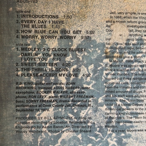 NO LONGER FOR SALE 70’s Vintage‎ B.B. King Live in Cook County Jail Vinyl Album - Picture 2 of 6